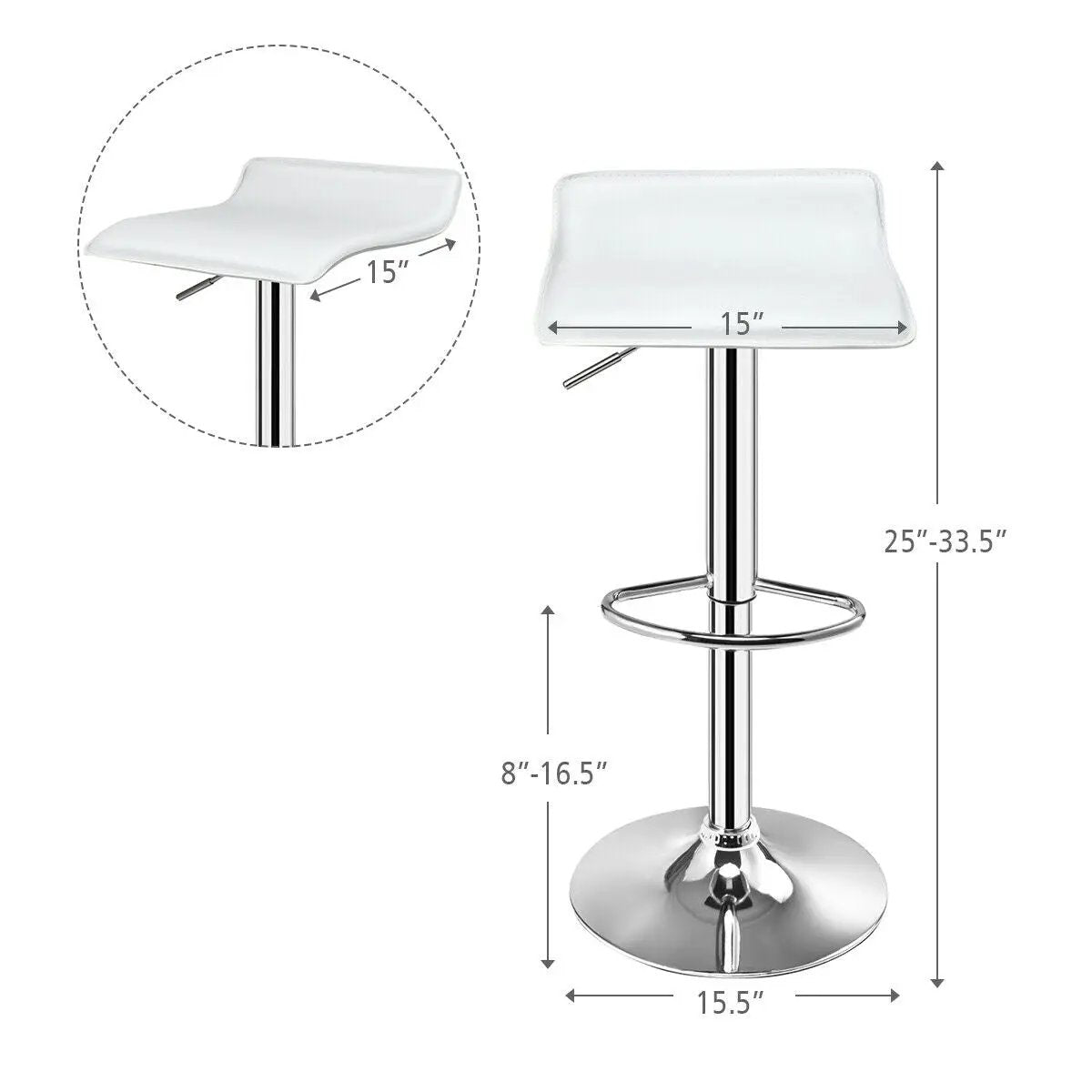 Set of 2 Adjustable PU Leather Backless Bar Stools by DirectDeals