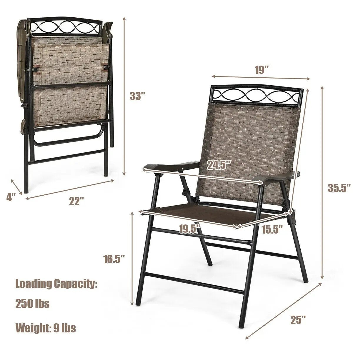 Set of 4 Patio Folding Chairs by DirectDeals