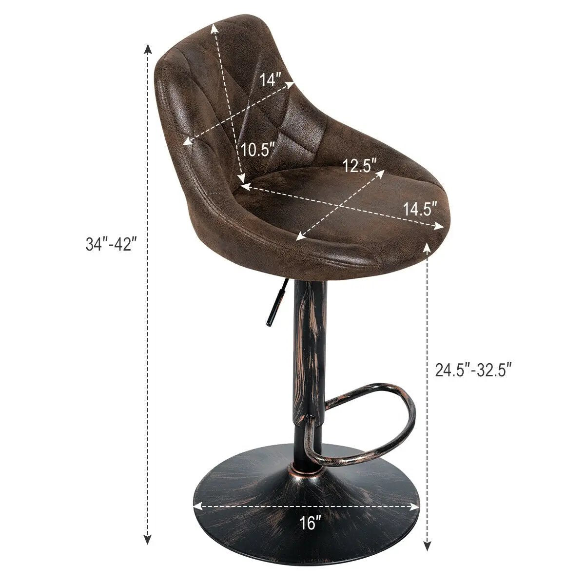 Set of 2 Adjustable Bar Stools with Backrest and Footrest by DirectDeals
