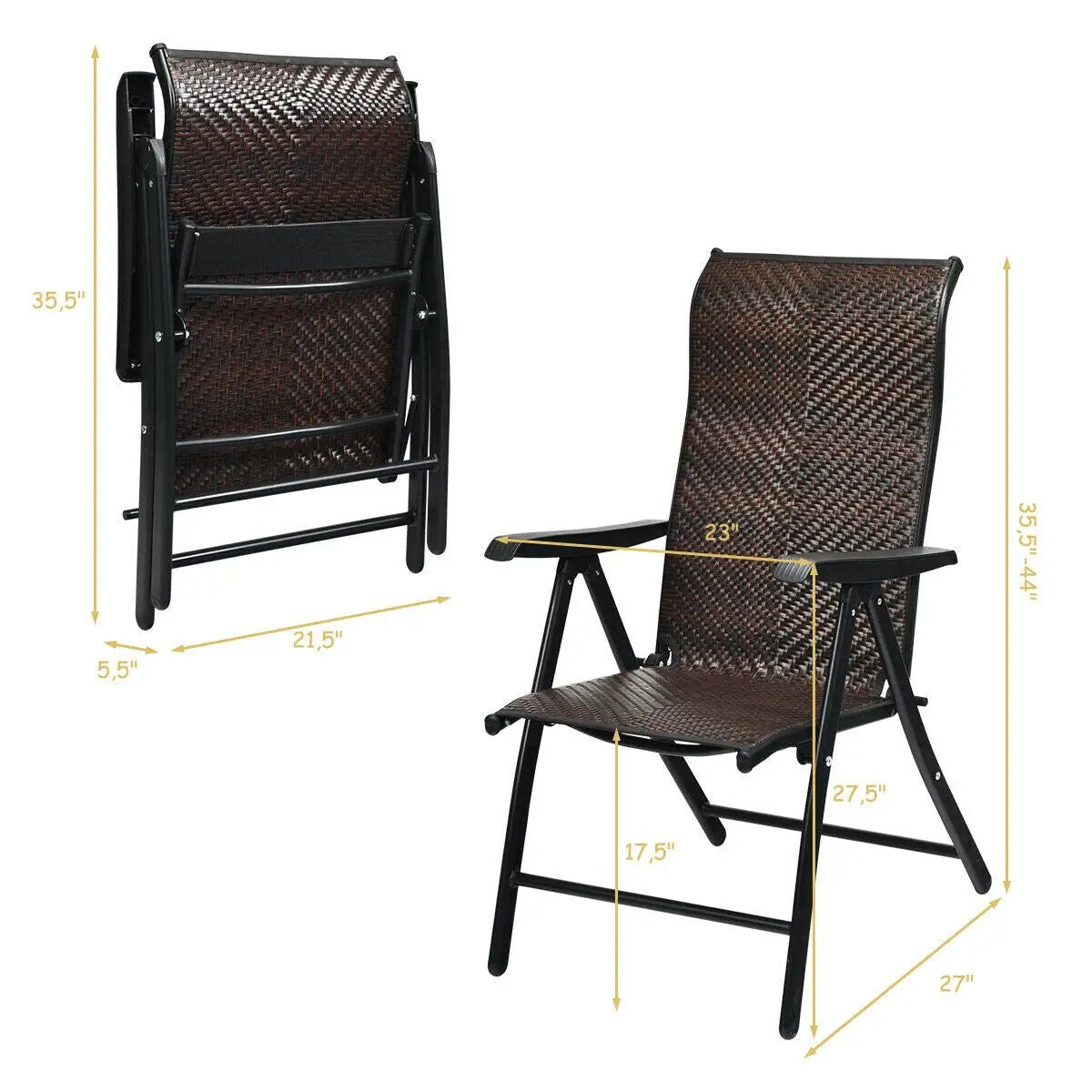 Patio Rattan Folding Chair with Armrest by DirectDeals