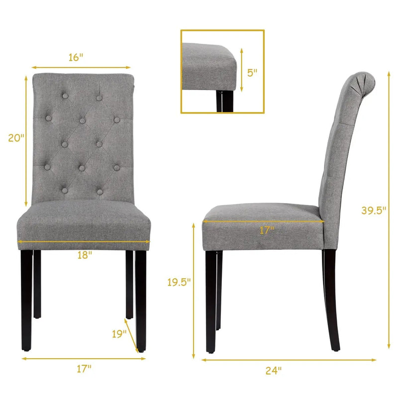 2 Pieces Tufted Dining Chair Set with Adjustable Anti-Slip Foot Pads by DirectDeals
