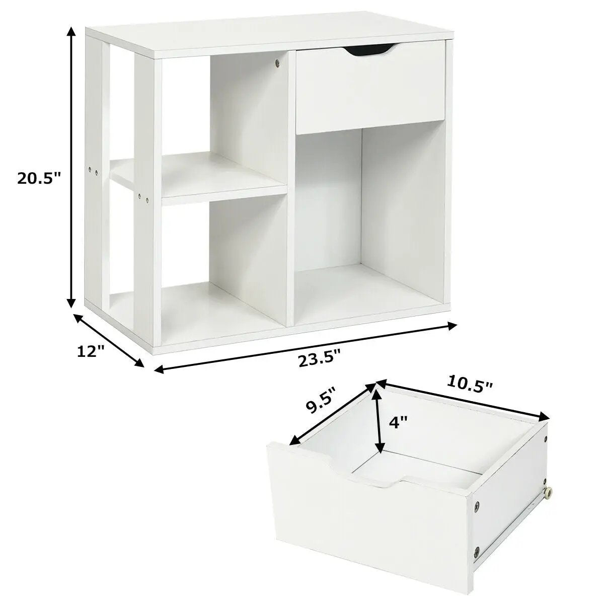 3-Cube Bookcase 2-tier Wooden Storage Shelf with Pull-out Drawer-Brown by DirectDeals