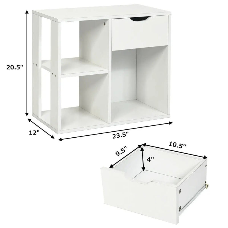 3-Cube Bookcase 2-tier Wooden Storage Shelf with Pull-out Drawer-Brown by DirectDeals