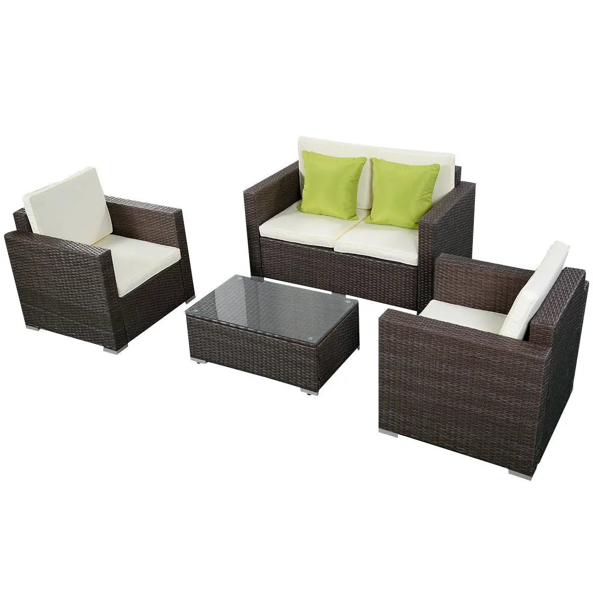 3 Pieces Living Room Furniture Set with Rubber Wood Frame by DirectDeals