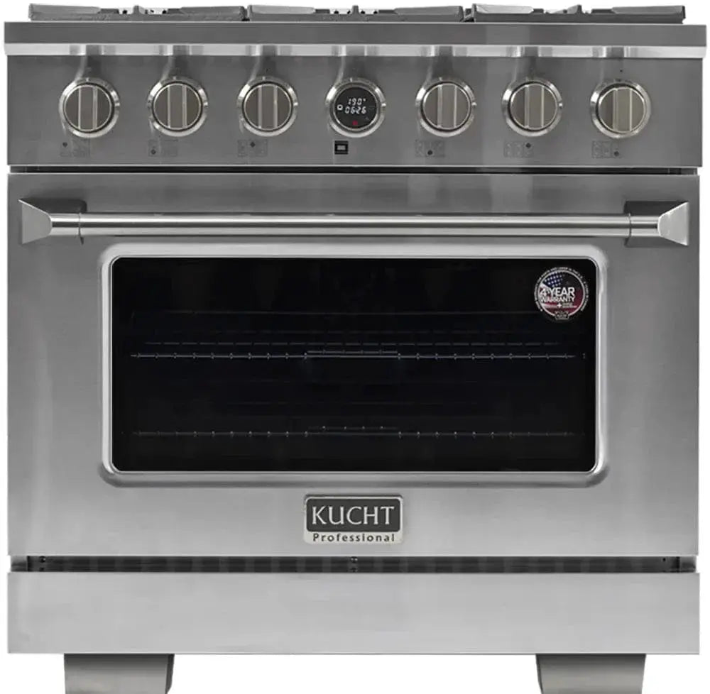 Kucht KX Series 36" Freestanding Dual Fuel Range Liquid Propane KXP36-SS/LP by Farmhouse Kitchen and Bath