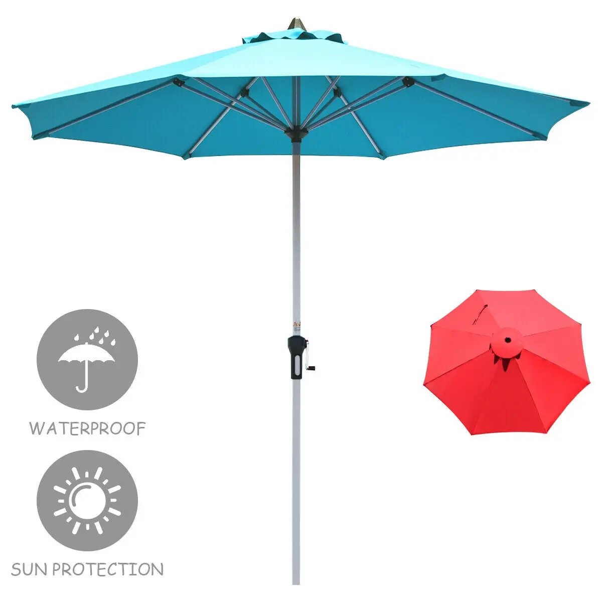 9 Feet Patio Outdoor Market Umbrella with Aluminum Pole without Weight Base by DirectDeals