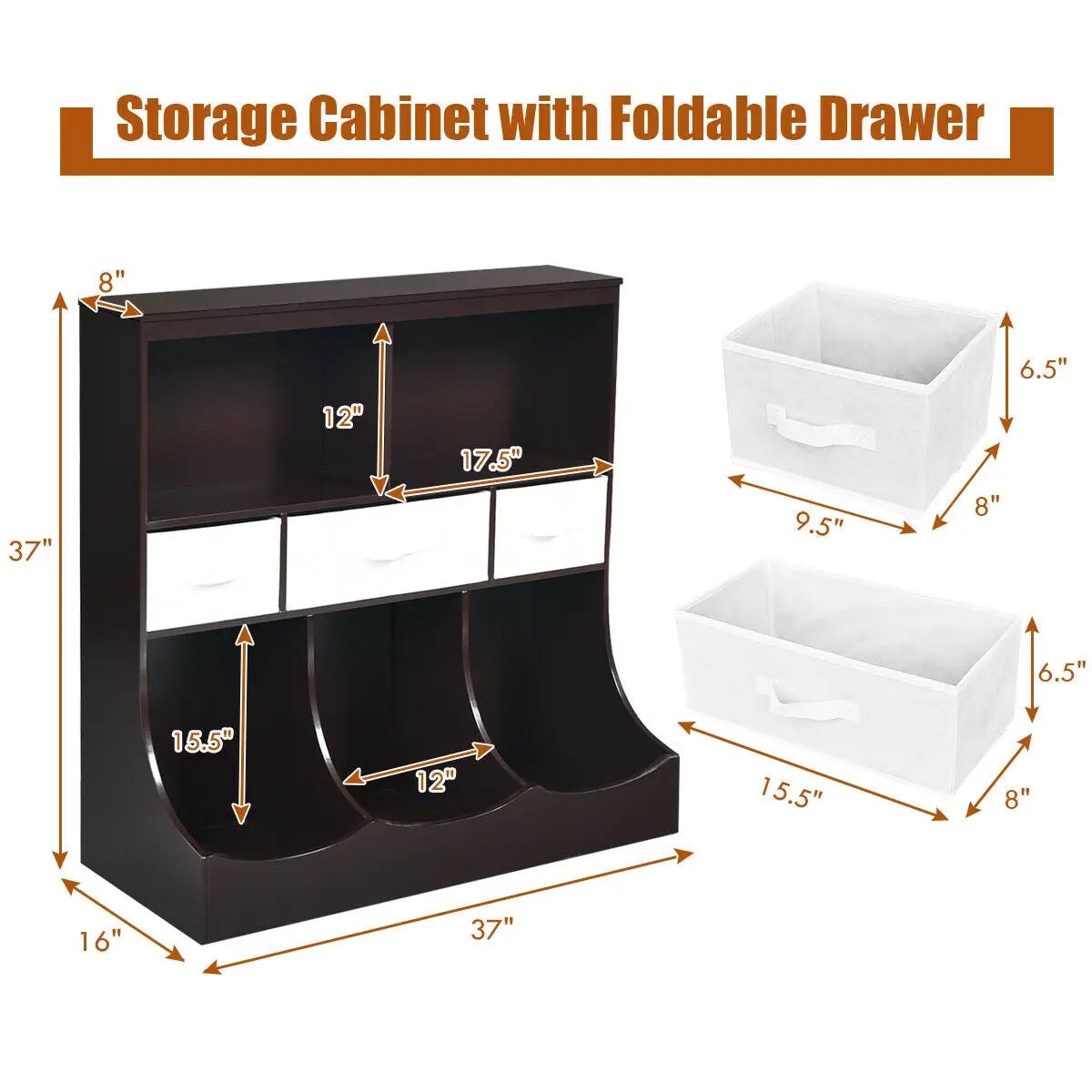 Freestanding Combo Cubby Bin Storage Organizer Unit W/3 Baskets by DirectDeals