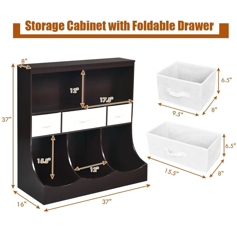Freestanding Combo Cubby Bin Storage Organizer Unit W/3 Baskets by DirectDeals