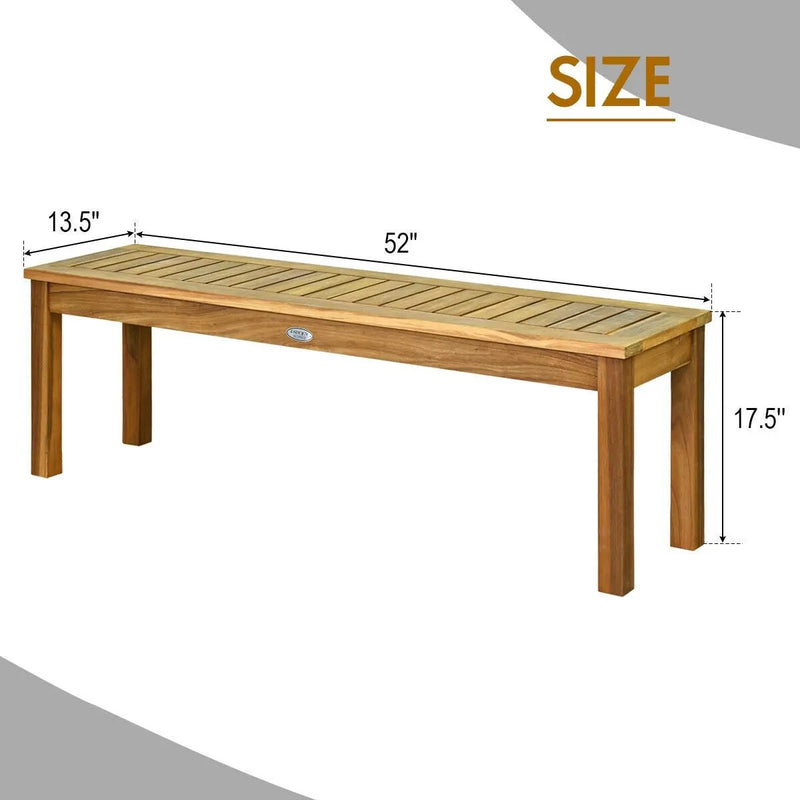 52 Inch Outdoor Acacia Wood Dining Bench Chair by DirectDeals
