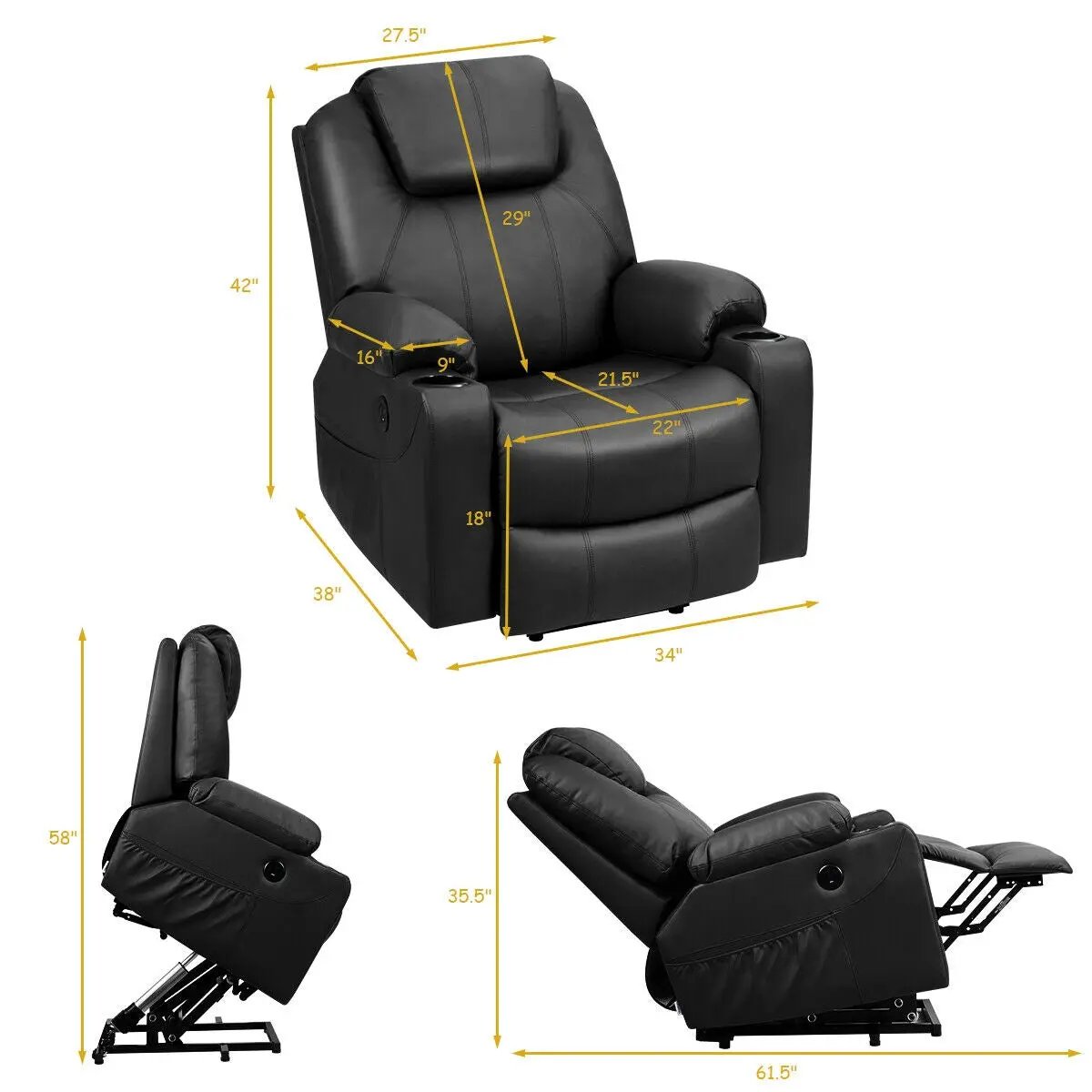 Electric Power Lift Leather Massage Sofa by DirectDeals