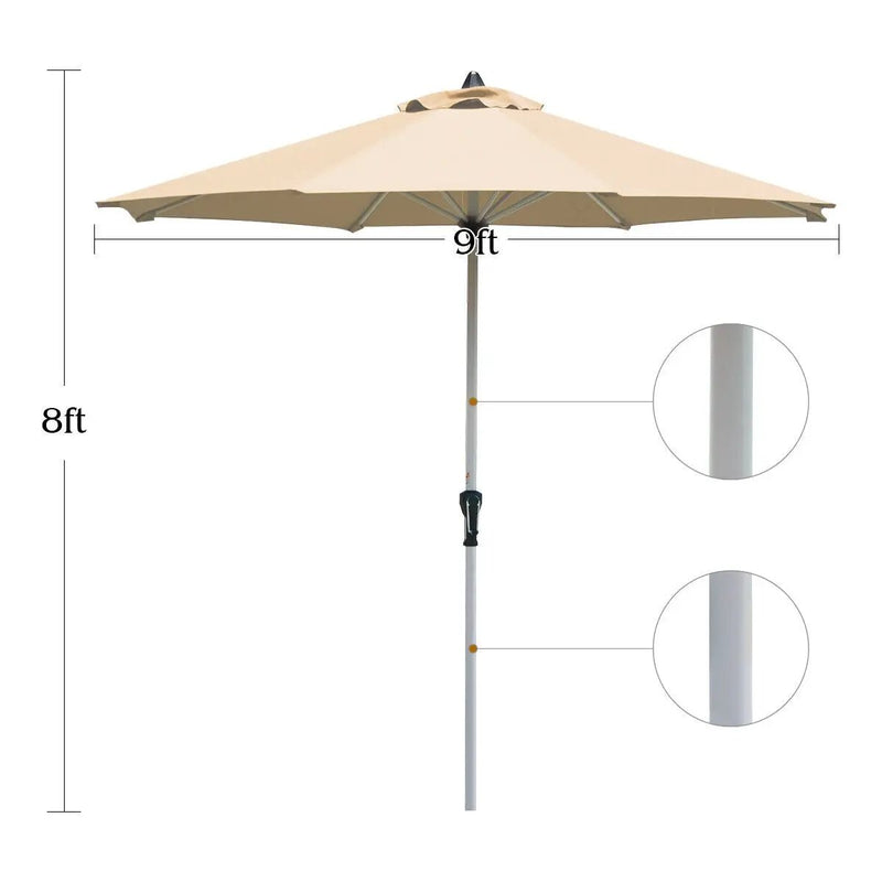 9 Feet Patio Outdoor Market Umbrella with Aluminum Pole without Weight Base by DirectDeals