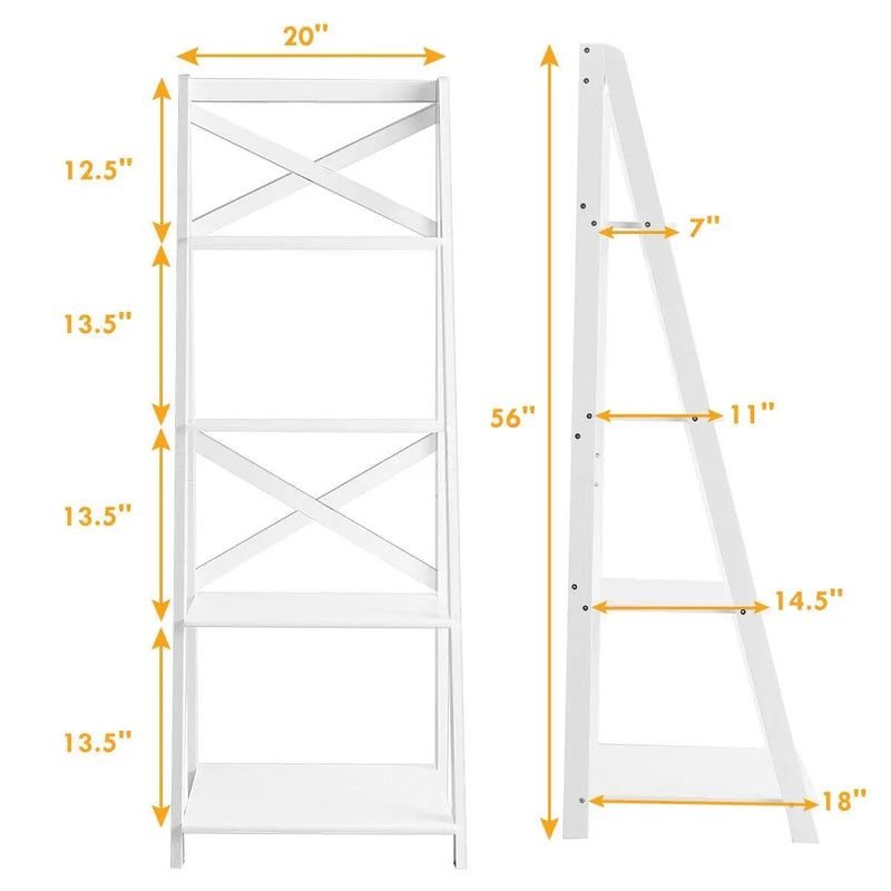 2 Pieces 4-Tier Wood Display Storage Bookshelf Set by DirectDeals