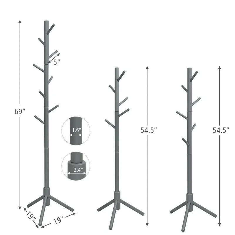 2 Heights Wooden Coat Rack with 8 Hooks by DirectDeals