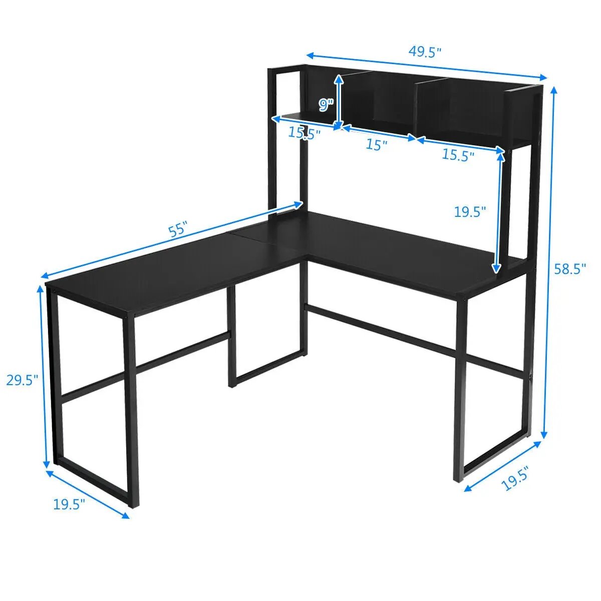 Reversible L-Shaped Corner Desk with Storage Bookshelf by DirectDeals