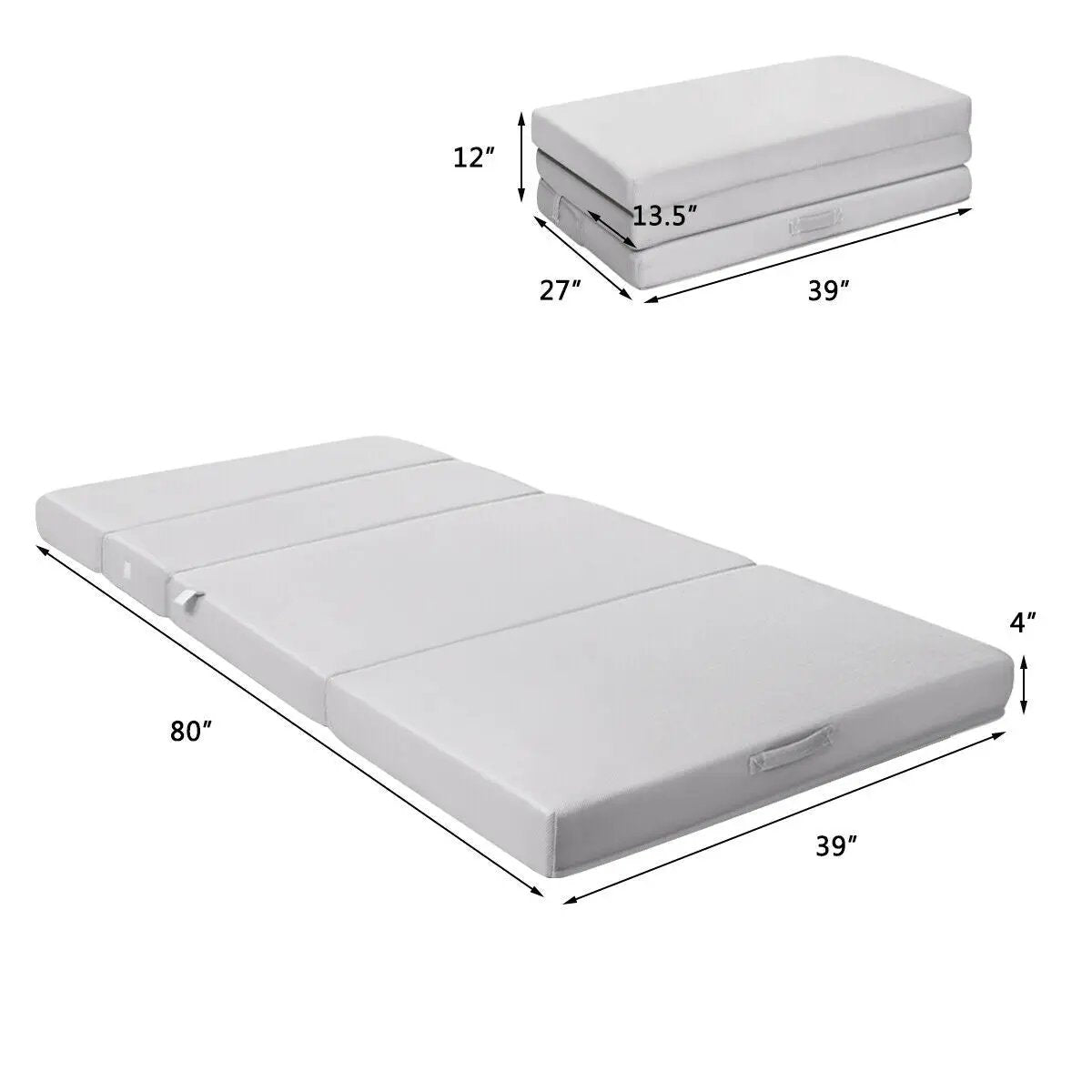 4 Inch Folding Sofa Bed Foam Mattress with Handles by DirectDeals