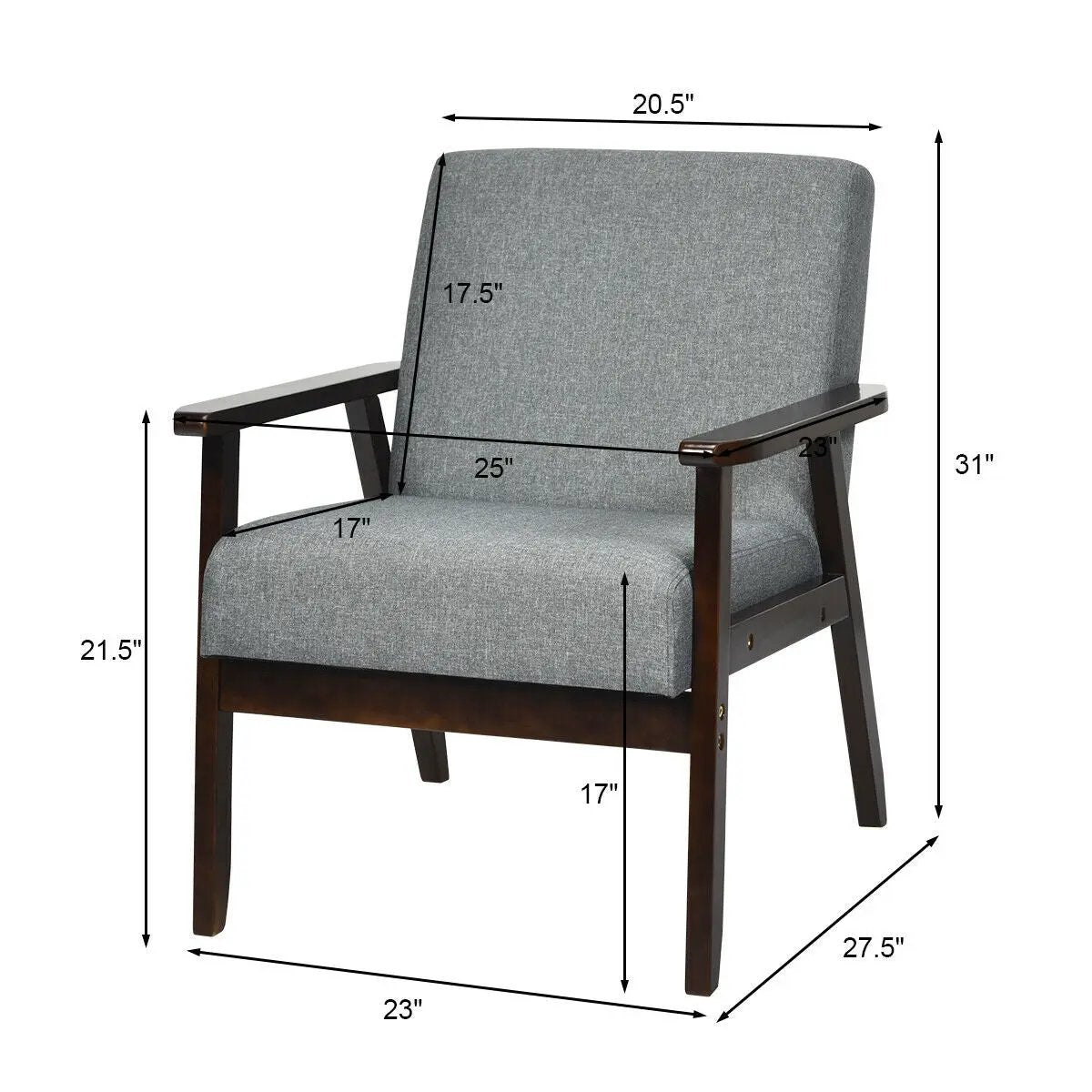 Solid Rubber Wood Fabric Accent Armchair by DirectDeals