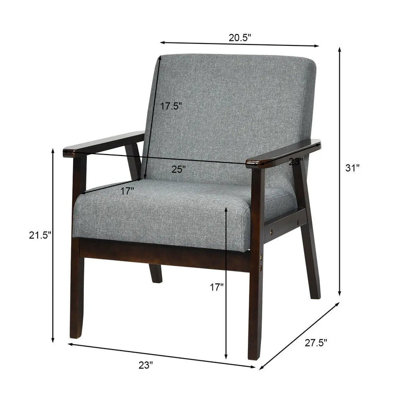 Solid Rubber Wood Fabric Accent Armchair by DirectDeals