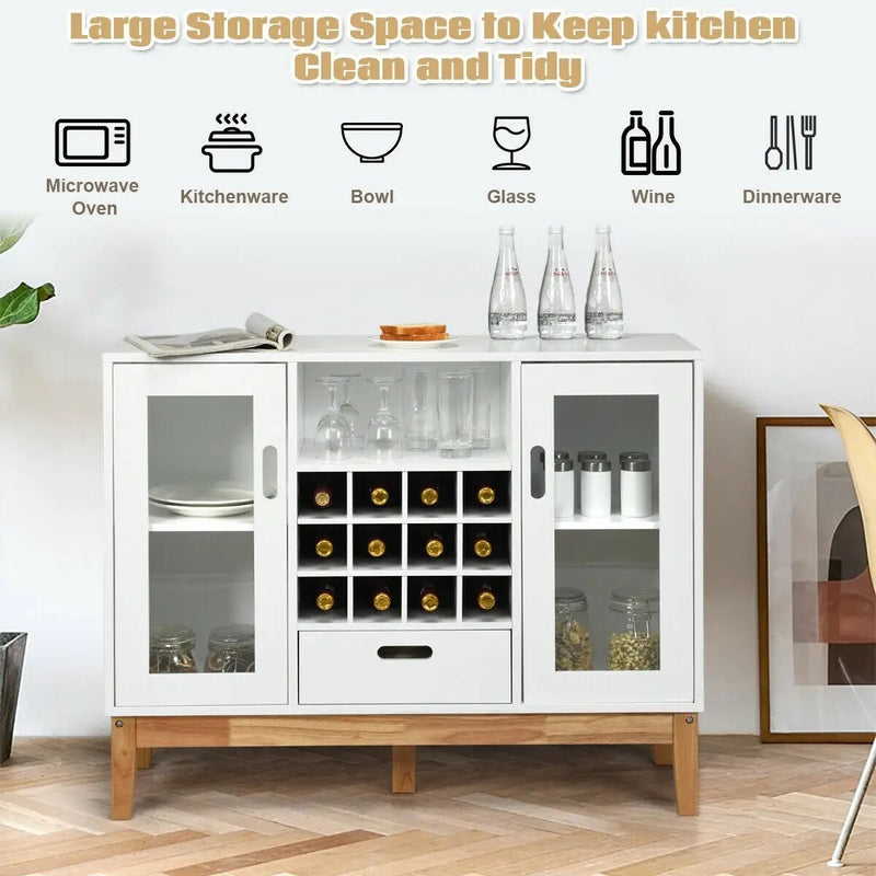 Wood Wine Storage Cabinet Sideboard Console Buffet Server-White by DirectDeals