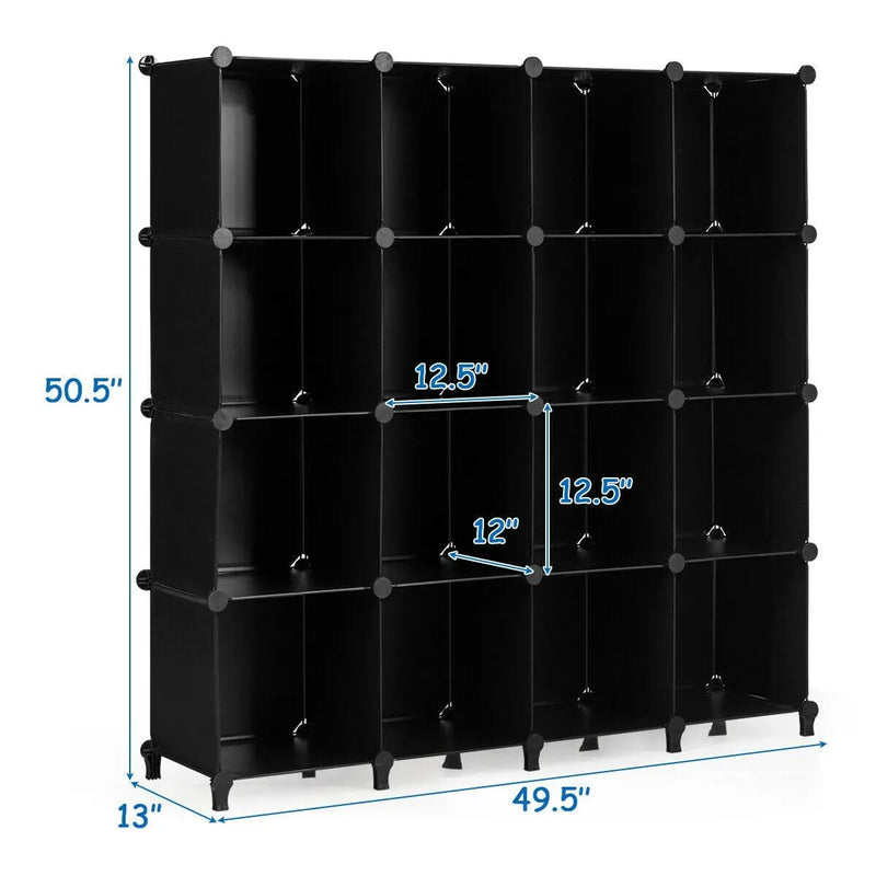 16 Cubes Plastic Storage Organizer with Rustproof Steel Frame-Black by DirectDeals