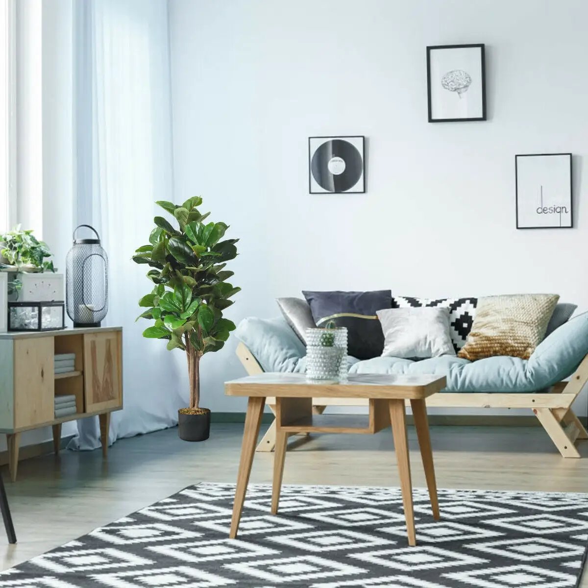4 Feet Artificial Fiddle Leaf Fig Tree Decorative Planter by DirectDeals
