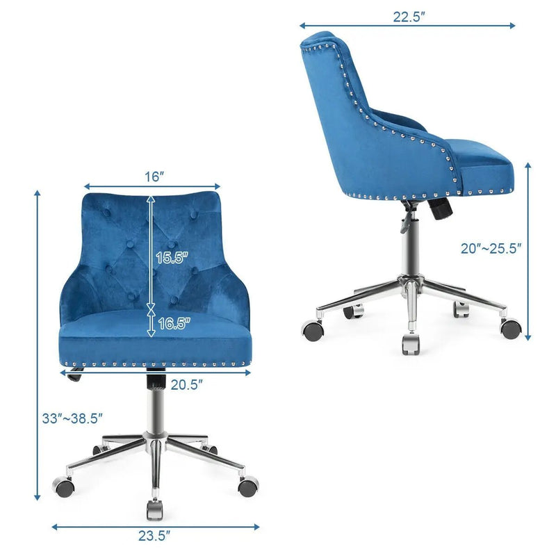 Tufted Upholstered Swivel Computer Desk Chair with Nailed Tri by DirectDeals