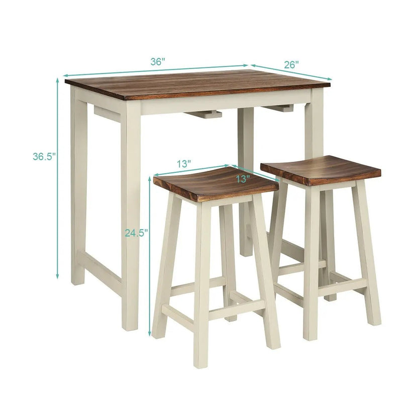 Counter Height Pub Table with 2 Saddle Bar Stools by DirectDeals