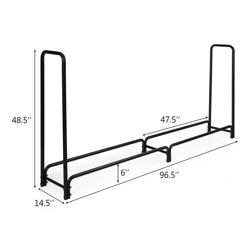 8 Feet Outdoor Steel Firewood Log Rack by DirectDeals