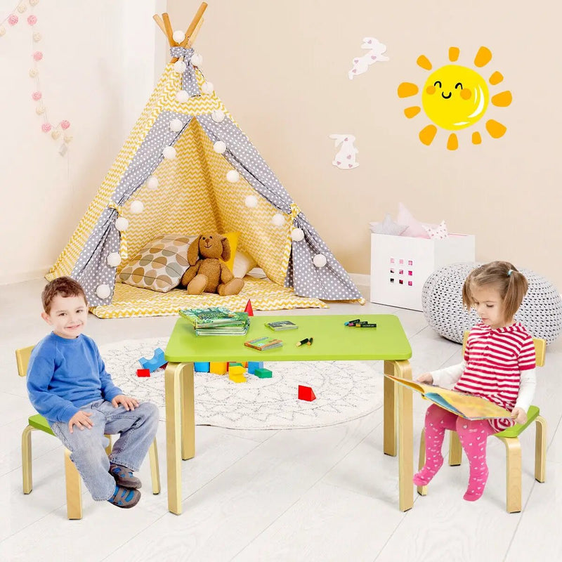 3 Piece Kids Wooden Activity Table and 2 Chairs Set by DirectDeals