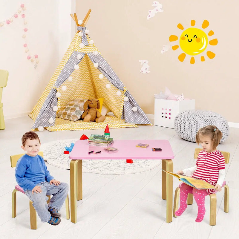 3 Piece Kids Wooden Activity Table and 2 Chairs Set by DirectDeals