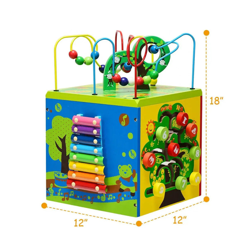 5-in-1 Wooden Activity Cube Toy by DirectDeals