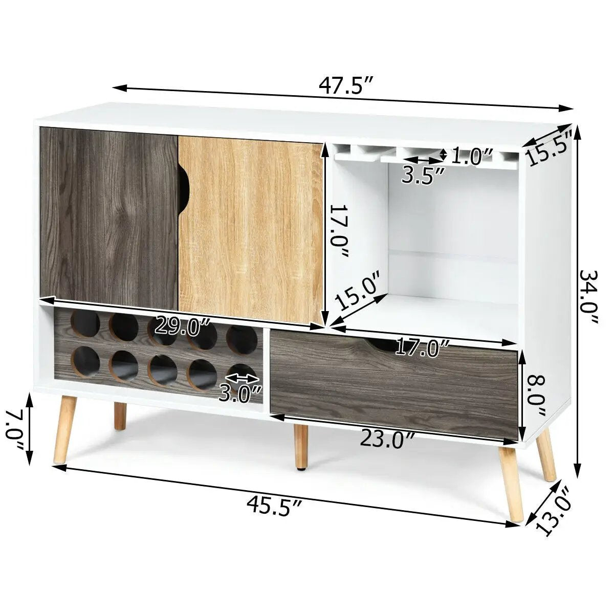 Mid-Century Buffet Sideboard Wooden Storage Cabinet by DirectDeals