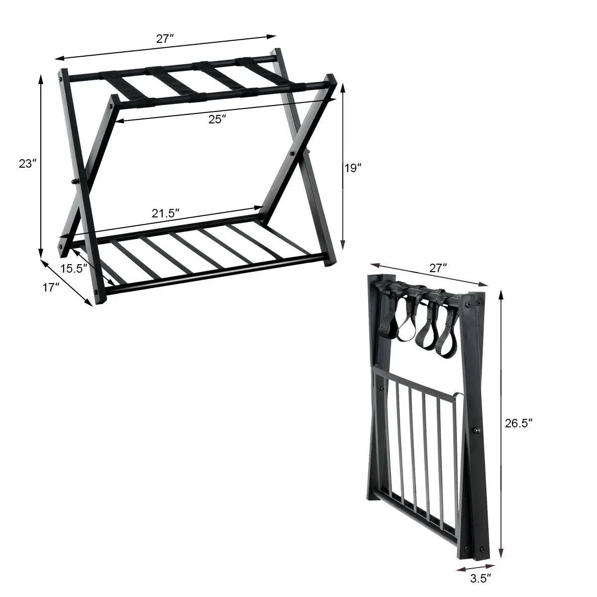 Set of 2 Folding Metal Luggage Rack Suitcase by DirectDeals