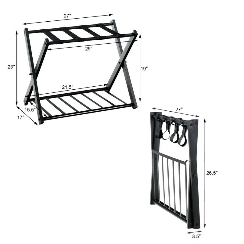 Set of 2 Folding Metal Luggage Rack Suitcase by DirectDeals