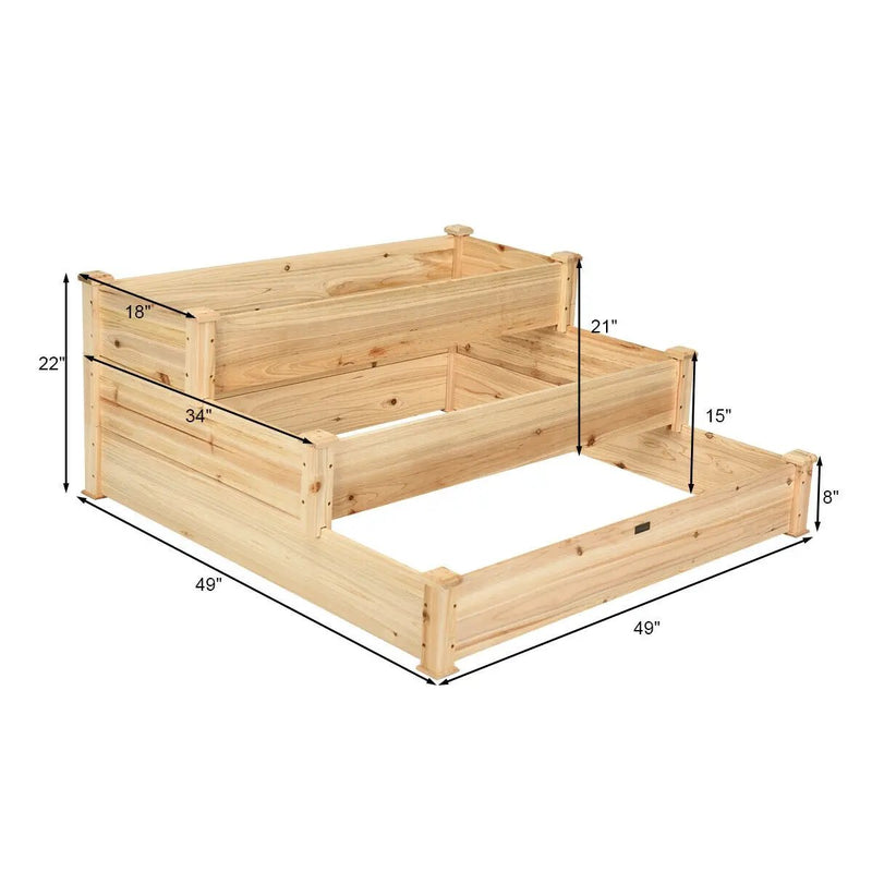 3 Tier Elevated Wooden Vegetable Garden Bed by DirectDeals