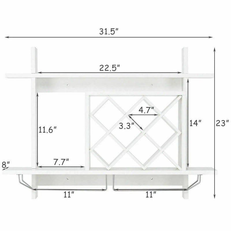 Wall Mount Wine Rack Organizer with Glass Holder Storage Shelf by DirectDeals