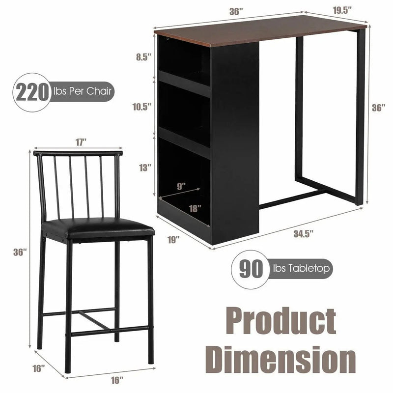 3 Piece Counter Height Pub Dining Set by DirectDeals