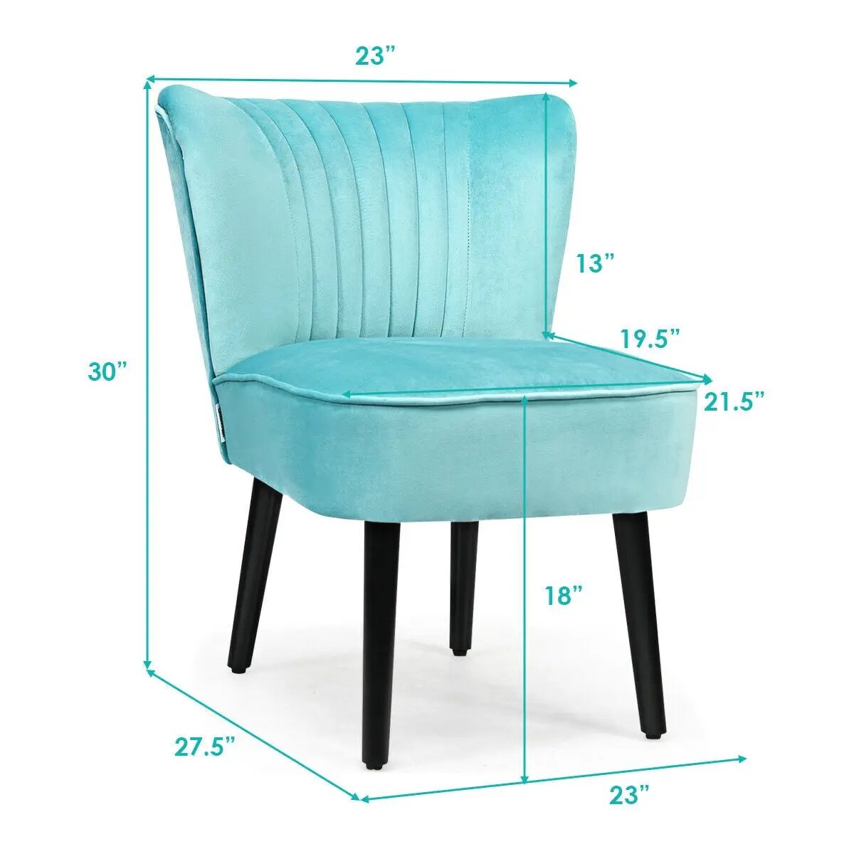 Set of 2 Upholstered Modern Leisure Club Chairs with Solid Wood Legs by DirectDeals