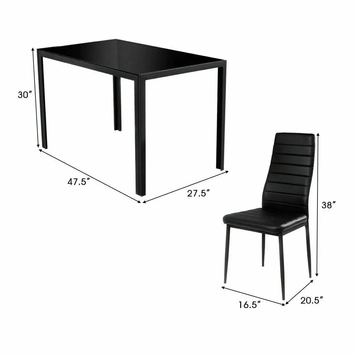 5 Pieces Metal Frame and Glass Tabletop Dining Set by DirectDeals