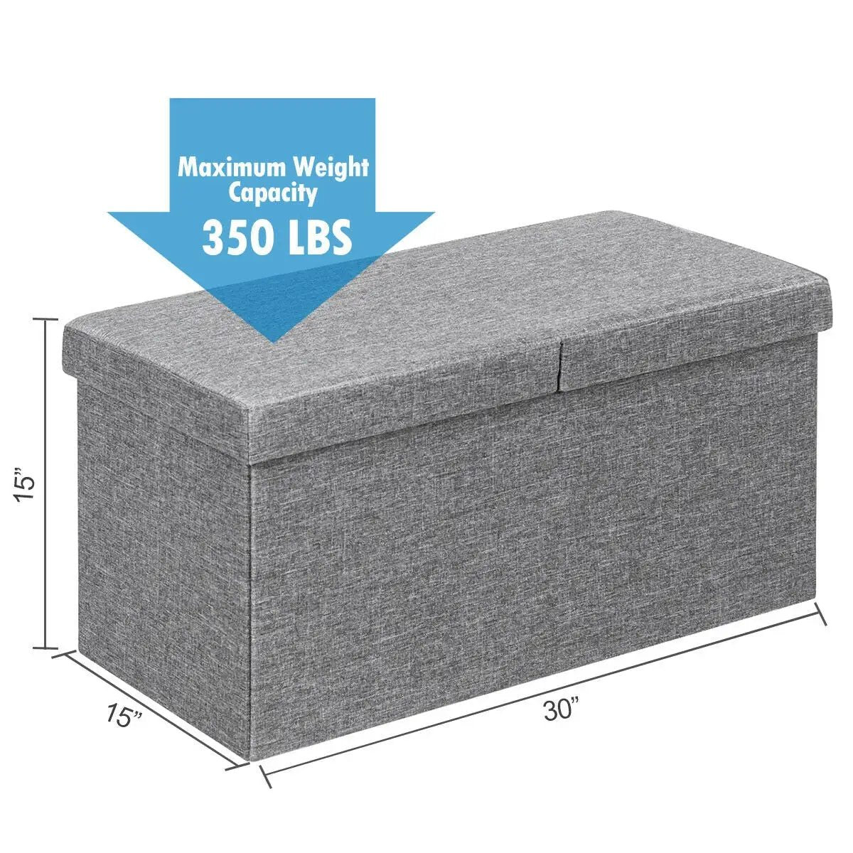 30 Inch Folding Storage Ottoman with Lift Top by DirectDeals