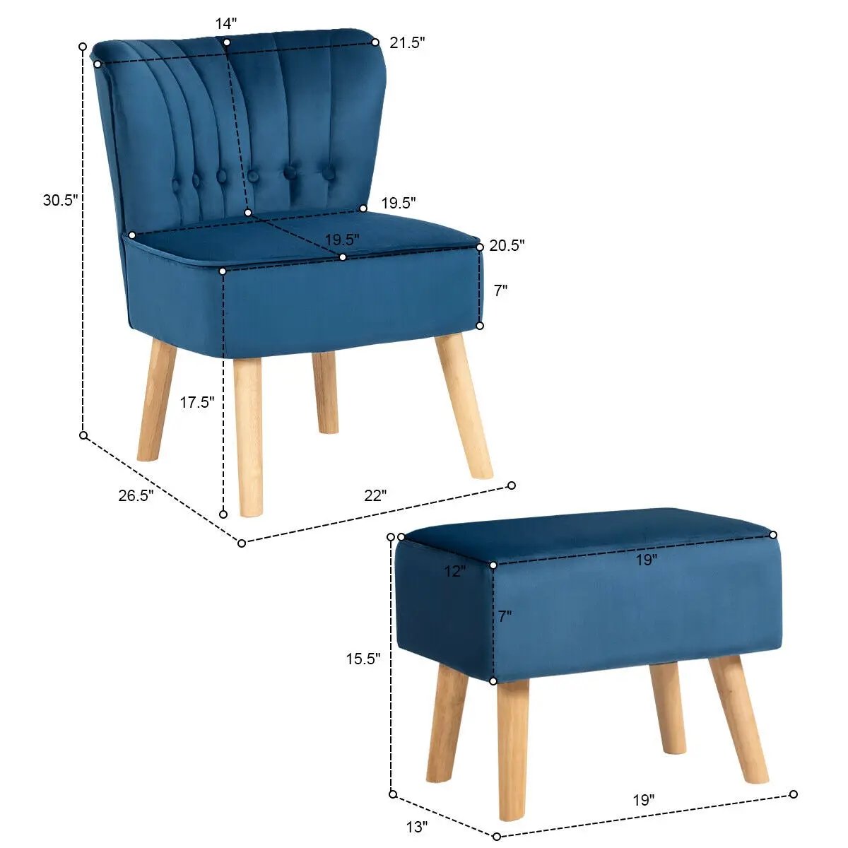 Modern Accent Chair Ottoman Set with Footstool by DirectDeals