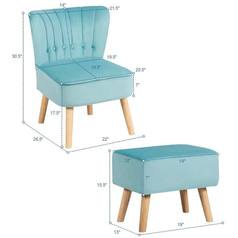 Modern Accent Chair Ottoman Set with Footstool by DirectDeals
