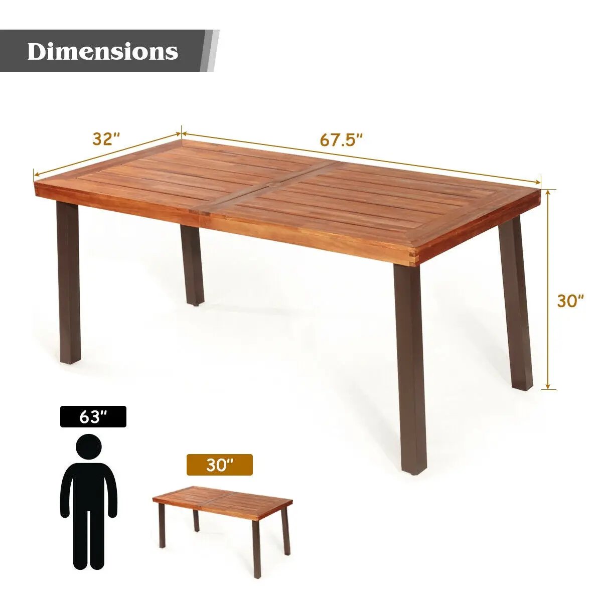 Rectangular Acacia Wood Rustic Dining Furniture Table by DirectDeals