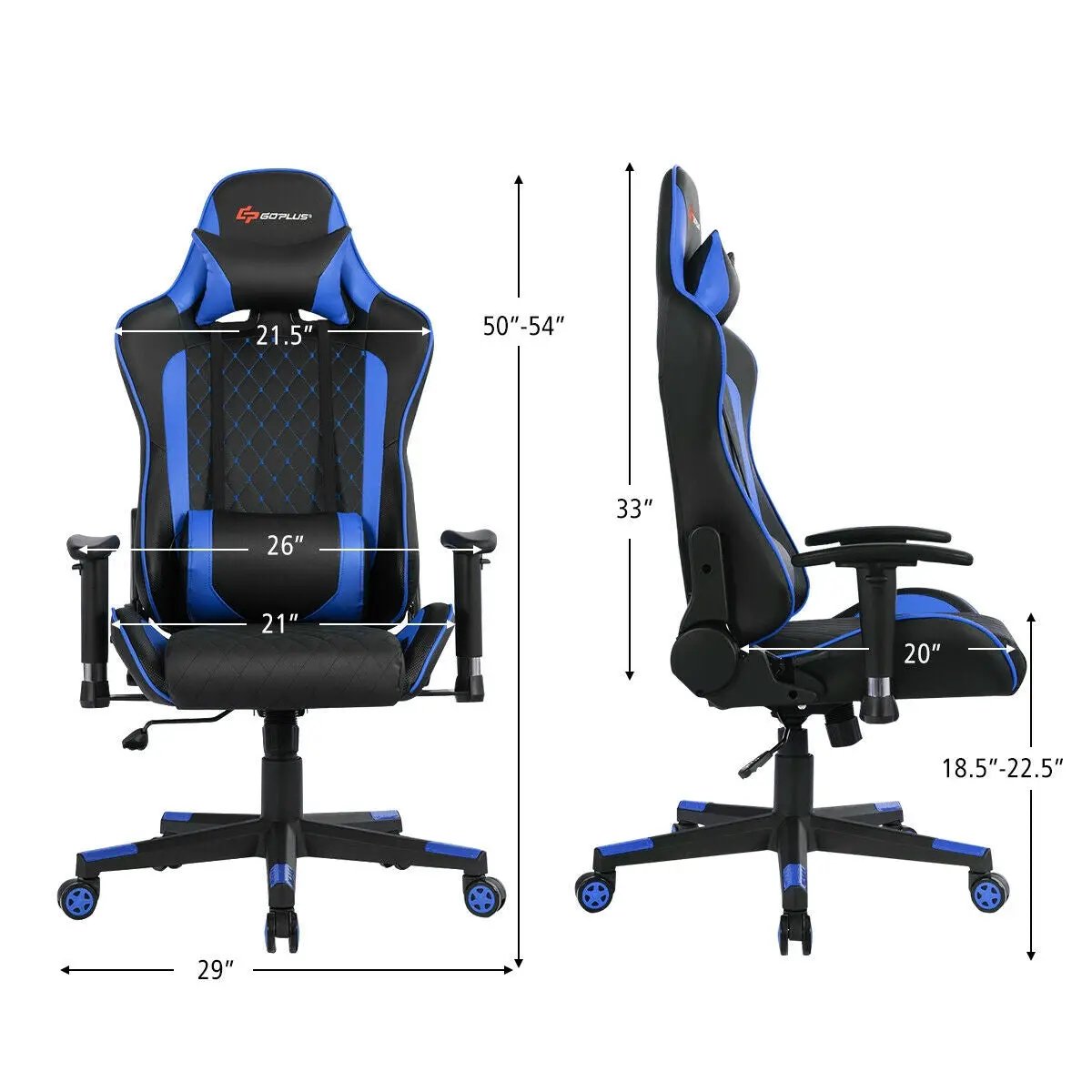 Massage Gaming Chair with Lumbar Support and Headrest by DirectDeals