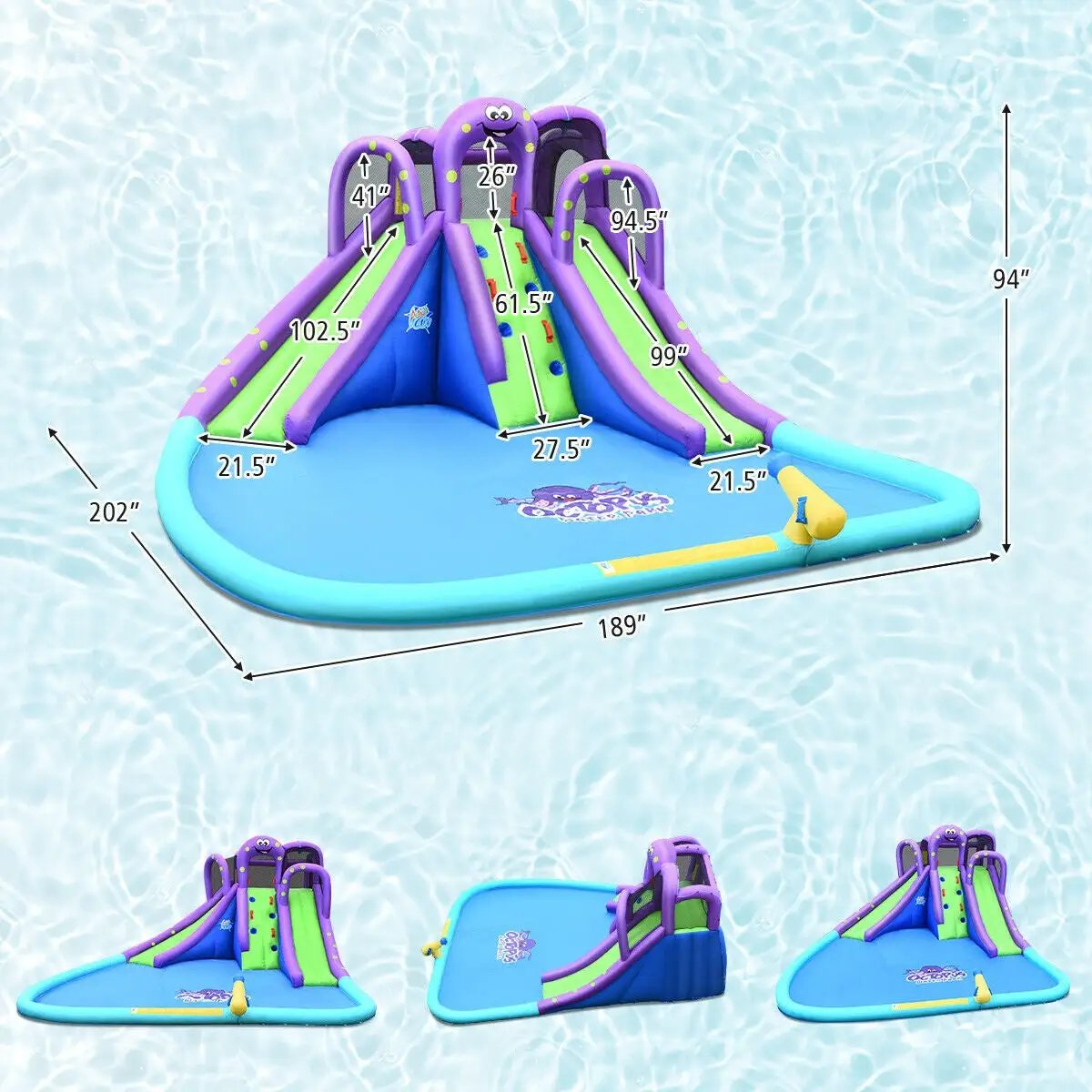 Inflatable Water Park Mighty Bounce House with Pool and 780W Blower by DirectDeals
