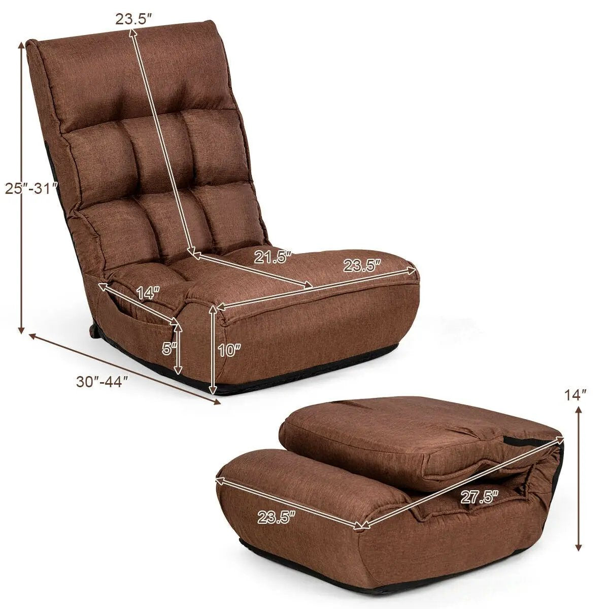 4-Position Adjustable Floor Chair Folding Lazy Sofa by DirectDeals