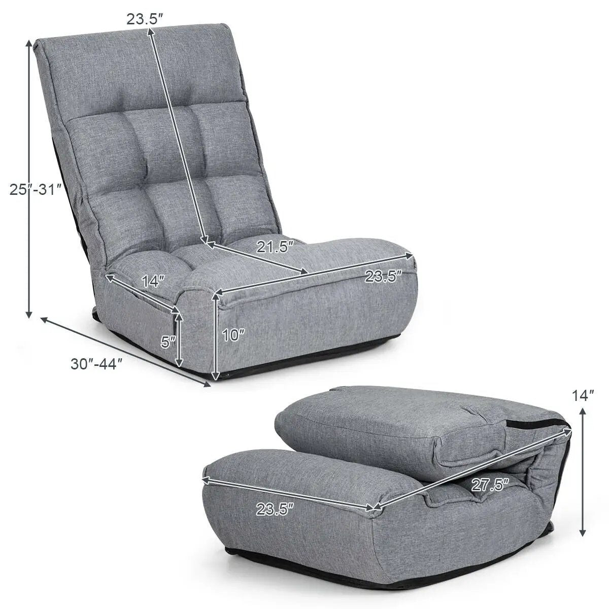4-Position Adjustable Floor Chair Folding Lazy Sofa by DirectDeals