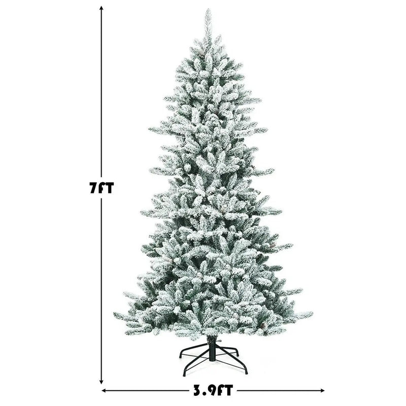 7 Feet Snow Flocked Slim Artificial Christmas Fir Tree by DirectDeals