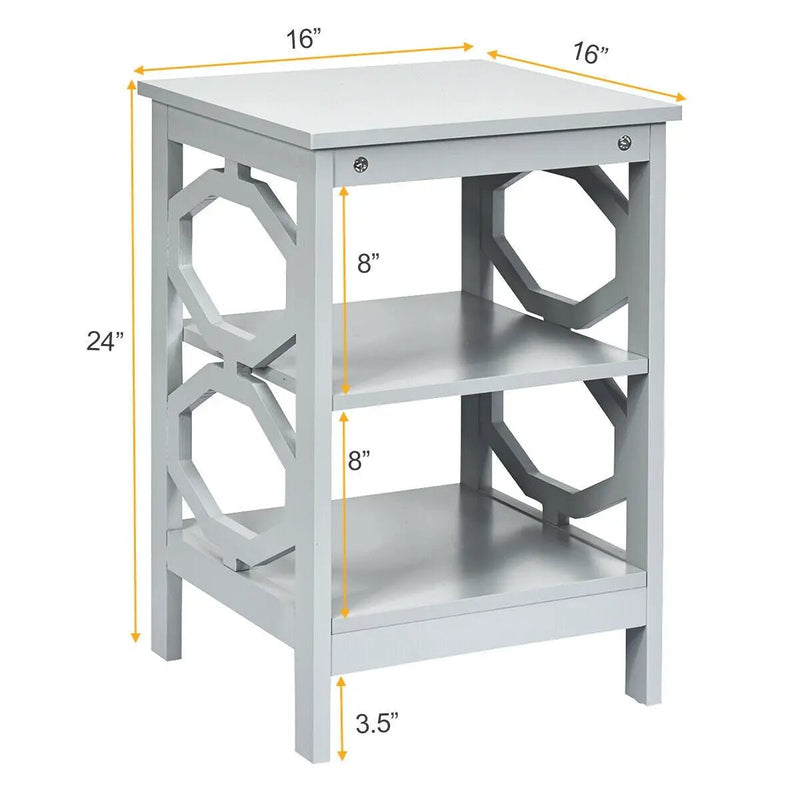 3-tier Nightstand Sofa Side End Accent Table-Black by DirectDeals