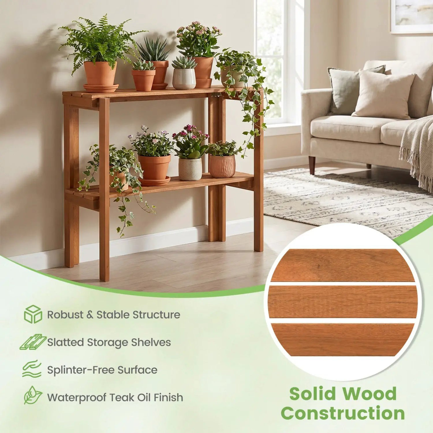 3-Tier Folding Wooden Storage Shelf for Entryway & Garden by DirectDeals