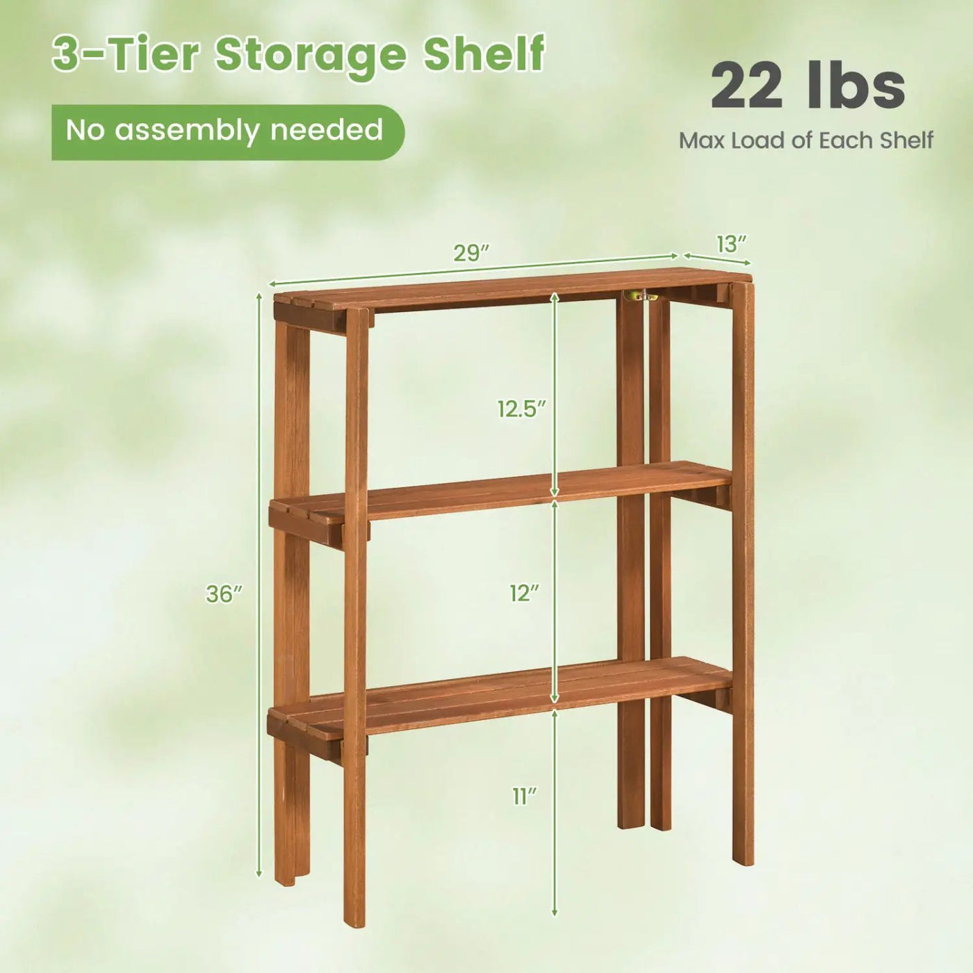 3-Tier Folding Wooden Storage Shelf for Entryway & Garden by DirectDeals